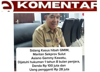 Hakim Vonis 1 Tahun 8 Bulan Penjara kepada Asiano Gammy Kawatu dalam Kasus Korupsi Hibah GMIM