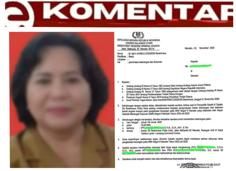 Dugaan Korupsi Miliaran di SMK N 6 Manado