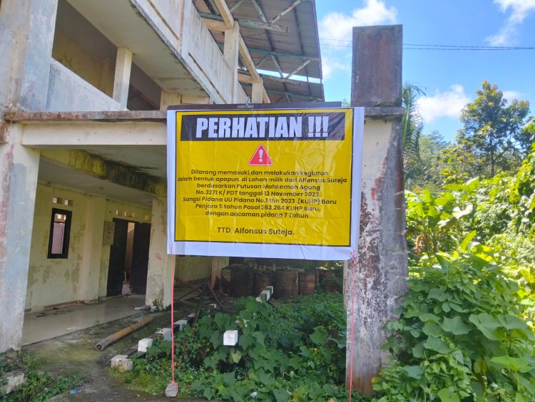 Alfonsus Suteja Gugat Pemprov Sulut, Lahan 300 m² Diduga Diserobot untuk Pembangunan GOR Kawangkoan Meski Menang di MA